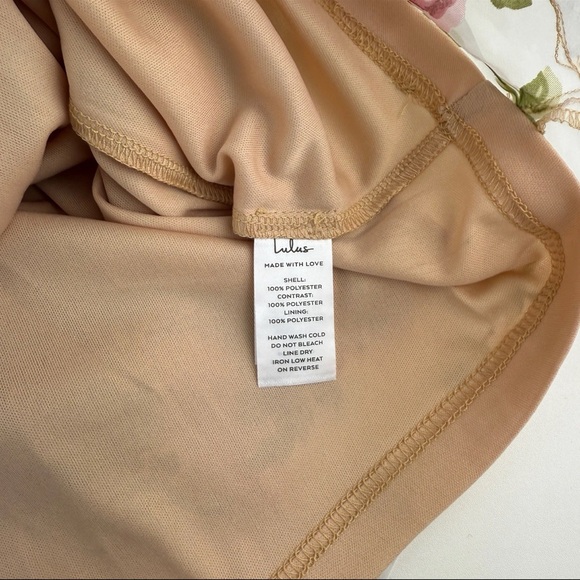 Lulu's Nude/Pink Floral Tie Strap Midi Dress Prom Wedding Guest Party Formal NEW - Picture 15 of 16